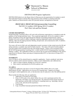 DISTINGUISH Entrepreneurship Consulting Application (FA 2015