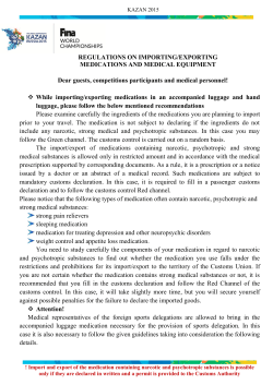 REGULATIONS ON IMPORTING/EXPORTING MEDICATIONS AND