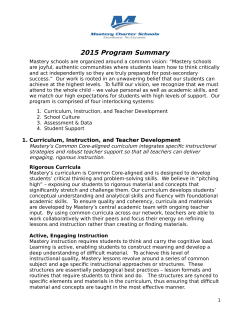 2015 Program Summary - Mastery Charter Schools