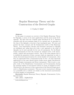 Regular Homotopy Theory and the Construction of the Derived Graphs