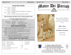 Sunday Mass Schedule - Mater Dei Latin Mass Parish