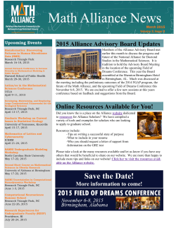 March 2015 - Math Alliance: The National Alliance for Doctoral