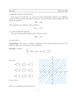 MA 226 March 24, 2015 Straight-line solutions and eigenstuff Last