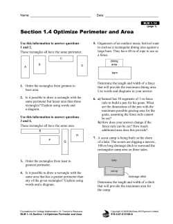 Section 1.4 Optimize Perimeter and Area