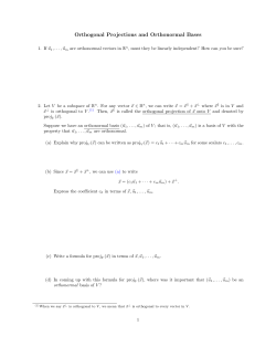 Worksheet 11: Orthogonal Projections and Orthonormal Bases