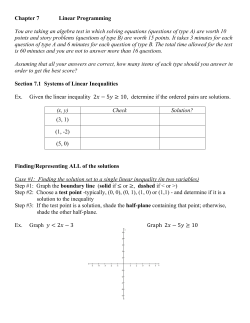 Chapter 7 Linear Programming You are taking an algebra test in