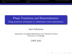 Phase Transitions and Renormalization