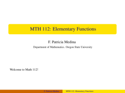 MTH 112: Elementary Functions