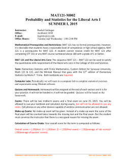 MAT121-M002 Probability and Statistics for the Liberal Arts I