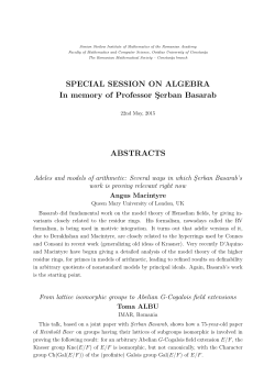 SPECIAL SESSION ON ALGEBRA In memory of Professor