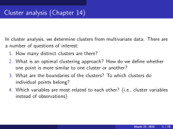 Cluster analysis (Chapter 14)