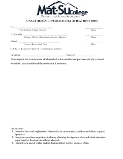 MSC Unauthorized Purchase Ratification Form