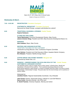 Wednesday 25 March - Maui Energy Conference