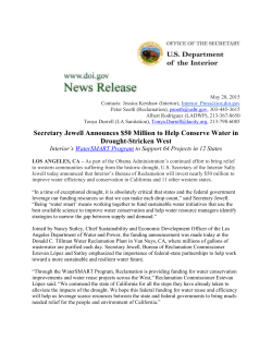 Secretary Jewell Announces $50 Million to Help Conserve Water in
