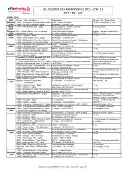 programme des randonnÃ©es du 2Ã¨me trimestre 2015