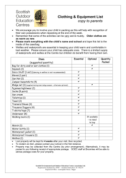 Clothing & Equipment List copy to parents