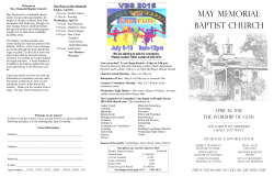 Bulletin April 26, 2015 - May Memorial Baptist Church
