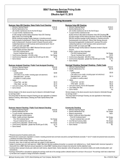 BB&T Business Services Pricing Guide TENNESSEE Effective April