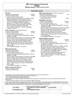 BB&T Personal Services Pricing Guide INDIANA Effective January 1
