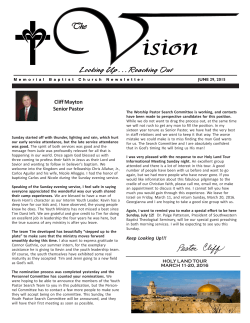 Vision Newsletter - Memorial Baptist Church
