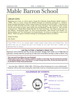March 10 Newsletter - Mable Barron Elementary
