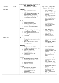 Scheme of Work for MUET 2015