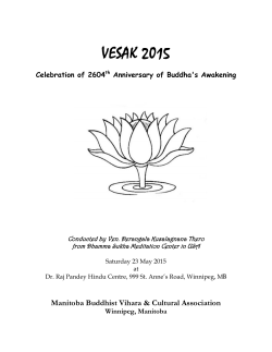 Vesak Program - Manitoba Buddhist Vihara and Cultural Association