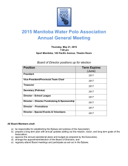 Board position descriptions - Manitoba Water Polo Association