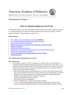 MCAAP Measles Update April 27, 2015
