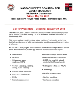 Call for Presenters - Massachusetts Coalition for Adult Education
