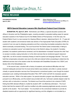 NEPA Special Education Lawyers Win Significant Federal Court
