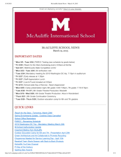 McAuliffe School News â March 19, 2015