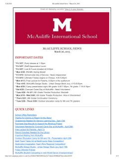 McAuliffe School News â March 26, 2015