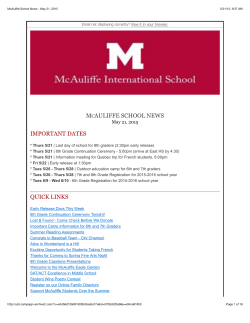 McAuliffe School News - May 21, 2015