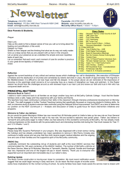 Newsletter dated Apr 30, 2015
