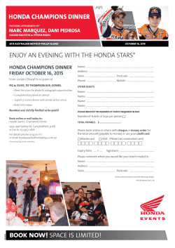 Honda Champions Dinner Manual Booking