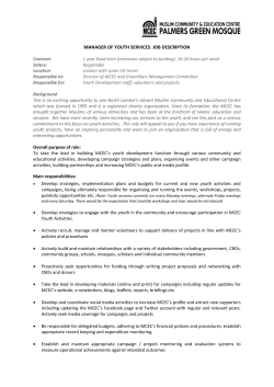 MANAGER OF YOUTH SERVICES: JOB DESCRIPTION