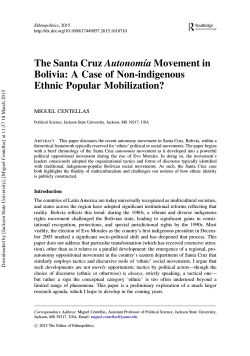 The Santa Cruz AutonomÃ­a Movement in Bolivia: A Case of Non