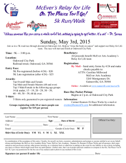 McEver`s Relay for Life Oh, The Places You`ll Go! 5k Run/Walk