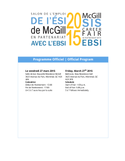 Programme Officiel | Official Program - McGill SIS Career Fair