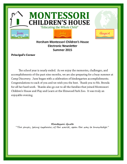 Horsham Montessori Children`s House Electronic Newsletter