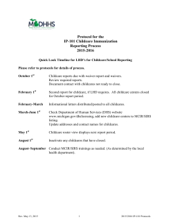 Protocol for the IP-101 Childcare Immunization Reporting Process