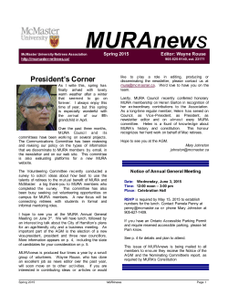 MURAnews - McMaster University Retirees Association