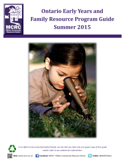 Ontario Early Years and Family Resource Program Guide Summer