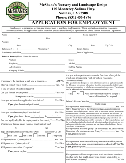 Employment Application 2015 - McShane`s Nursery and Landscape