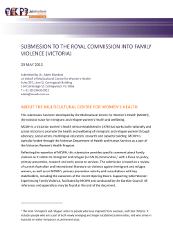 Read submission - Multicultural Centre for Women`s Health