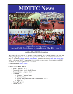 May 2015, Issue 36 - Maryland Table Tennis Center