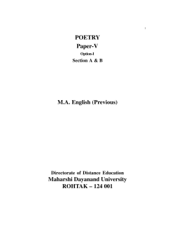 English Poetry - Maharshi Dayanand University, Rohtak
