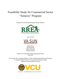 Feasibility Study for Commercial Sector âSolarizeâ Program