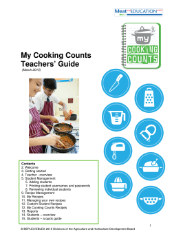 My Cooking Counts Teachers` Guide